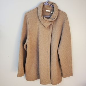 J Jill Taupe Heather Drape Neck Quilted Sweater